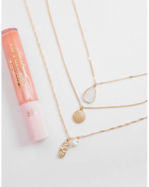Accessorize White 3 Row Delicate Shell Necklace
