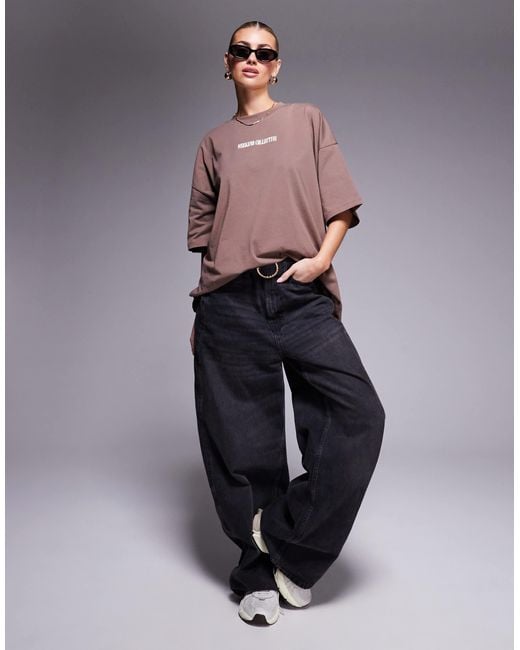 ASOS Gray Weekend Collective Icon Oversized T-shirt With Stacked Back Logo