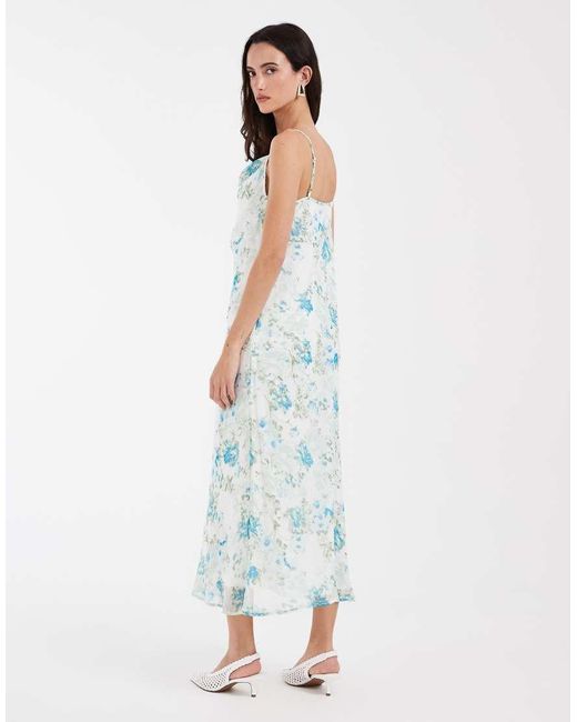 Vero Moda Blue Smilla Chiffon Cowl Neck Cami Midi Dress