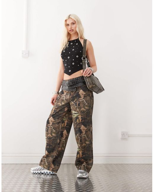 Collusion Black Halter Neck Grommet Detail Crop Top