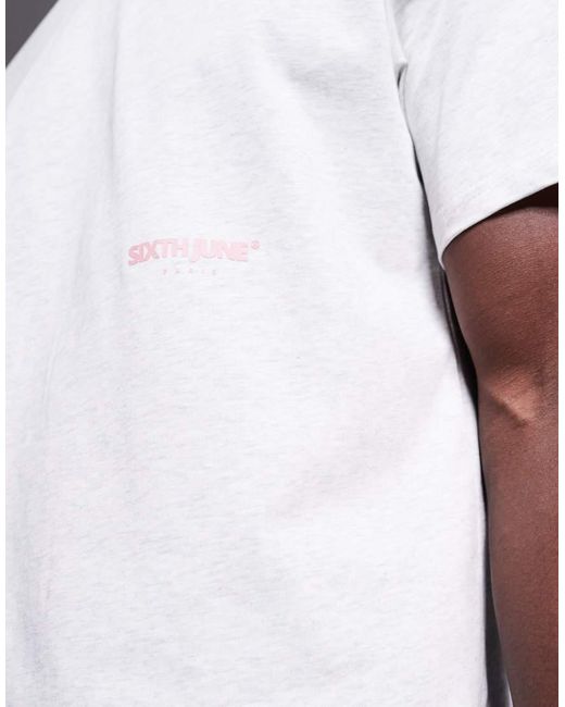 Camiseta Con Logo Botánico Estampado En La Espalda De Sixth June de hombre de color Gray