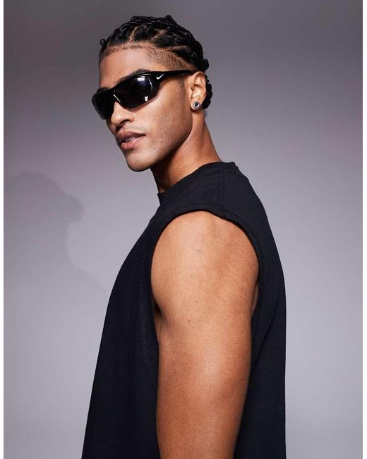 4505 Blue Cotton Cropped Lifting Tank With Quick Dry Finish for men
