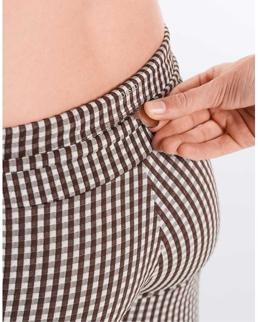 Oysho Brown Comfortlux High-Rise 10Cm Gingham Hot Pants