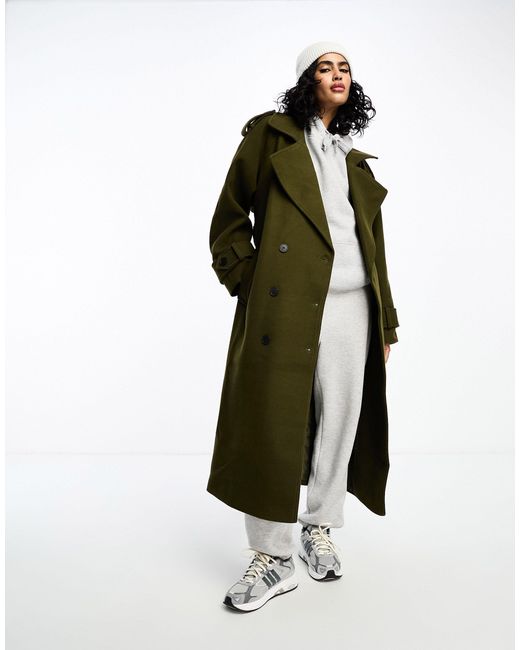 ASOS Formal Trench Coat in Green | Lyst Canada