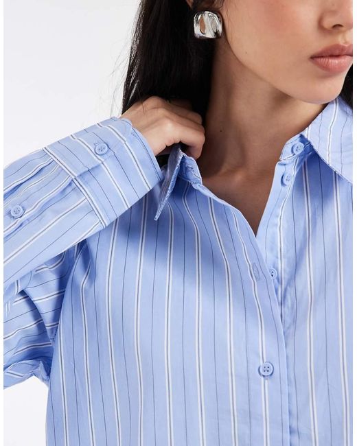 Vero Moda Blue Oversized Cotton Oxford Shirt