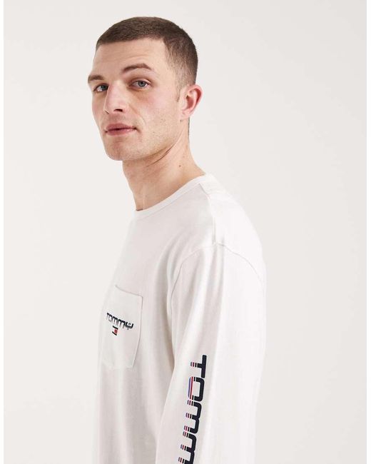 Tommy Hilfiger White Relaxed Fit Long Sleeve T-Shirt for men