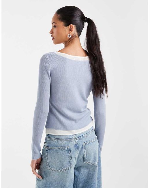 ASOS Gray Double Layer Scoop Neck Sheer Top