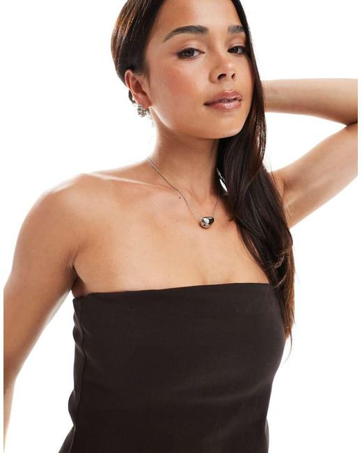 Top Marrón Con Escote Palabra De Honor De Bengalina De (Parte De Un Conjunto) Miss Selfridge de color Black