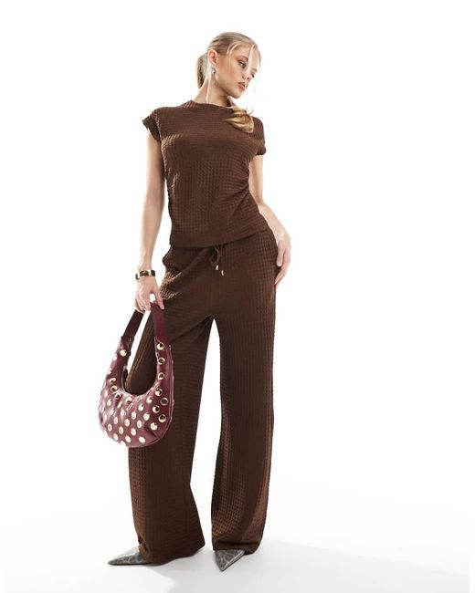 Threadbare Purple Co-ord Drawstring Textured Wide Leg Trousers