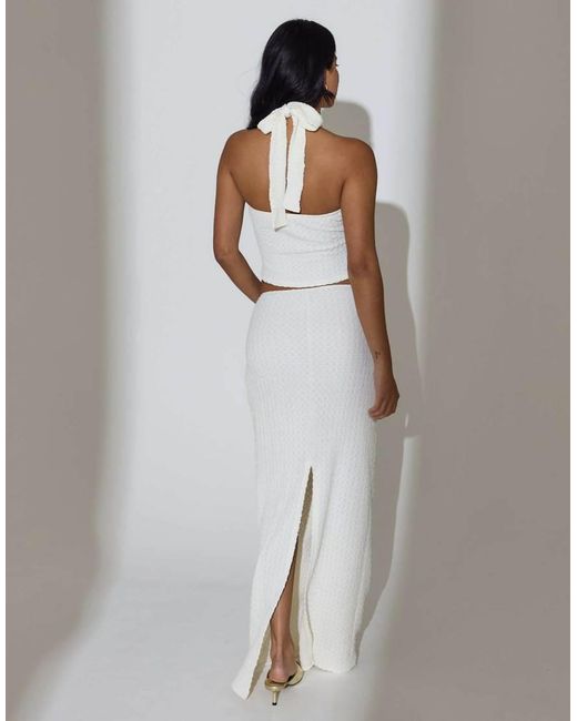 South Beach Gray Textured Sash Tie Maxi Skirt