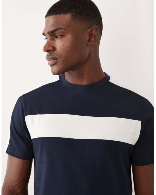ASOS Blue Heavyweight Regular Fit T-shirt With Contrast Panels for men