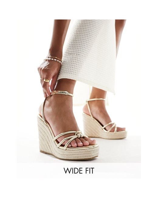 Glamorous White Espadrille Wedge Heeled Sandals