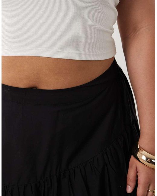 ASOS Black Asos Design Curve Asymmetric Tiered Boho Maxi Skirt