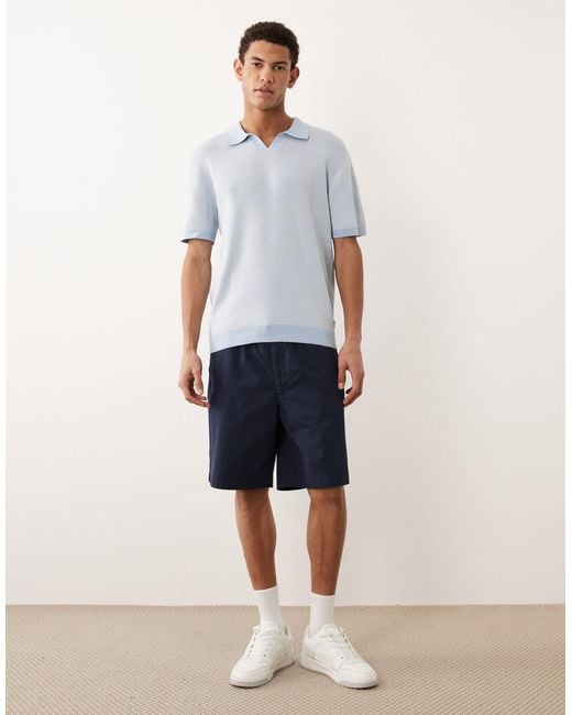 Jack & Jones Blue Premium Split Neck Knitted Top for men