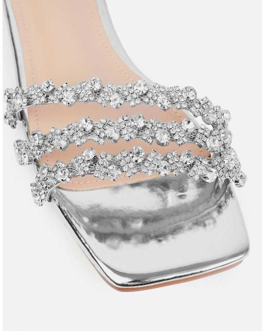 SIMMI Metallic Tapri Wide Fit Diamante Flat Sandals