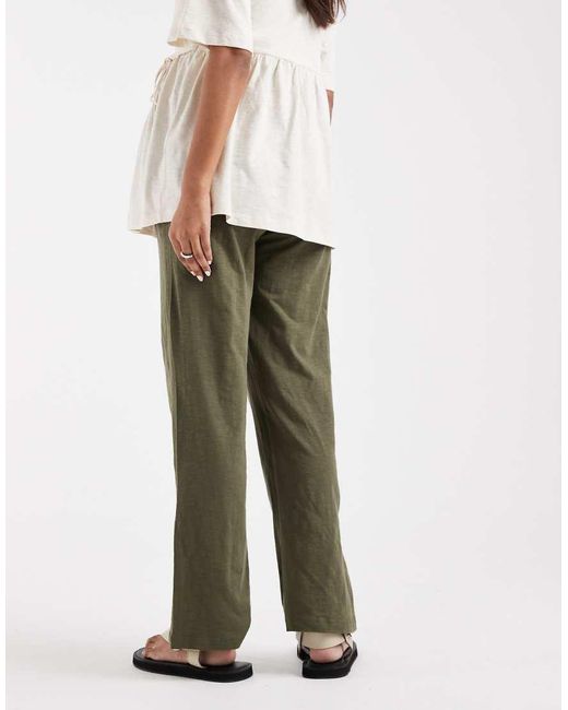 Mama.licious White Mamalicious Maternity Under The Bump Lightweight Summer Wide Leg Trousers