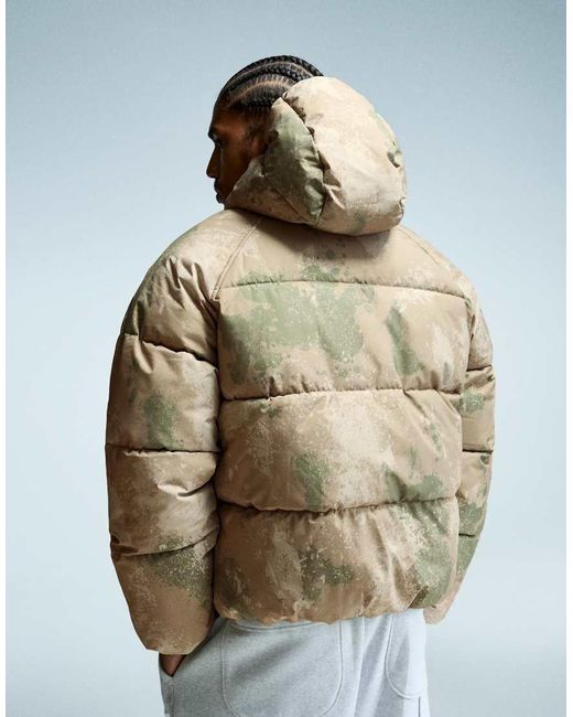 Bershka Natural Puffer Jacket With Hood for men