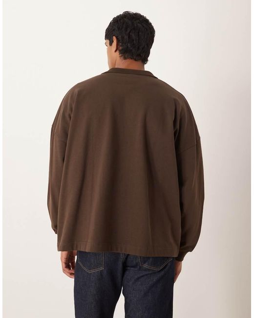 ASOS Brown Relaxed Sweatshirt With Revere Collar for men