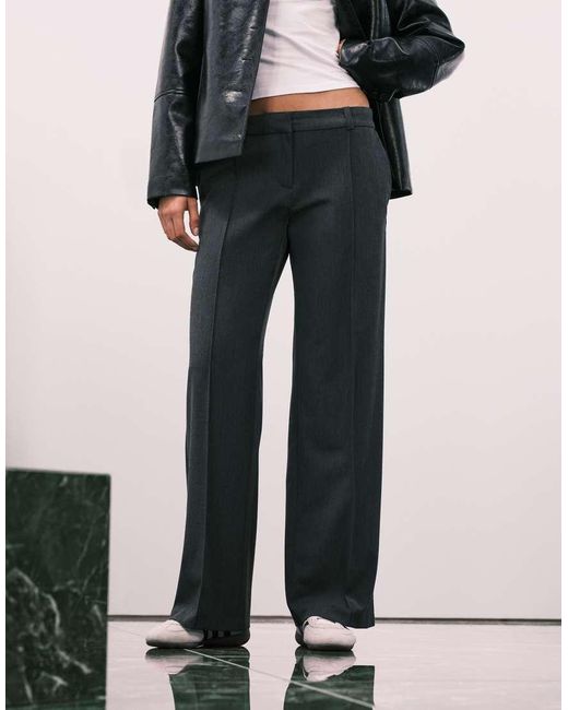 Weekday Black Wide Leg Pleated Trousers