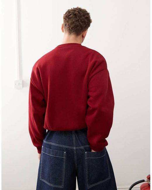 Reclaimed vintage Heavyweight Oversized Cropped Boxy Sweatshirt in Red Lyst UK