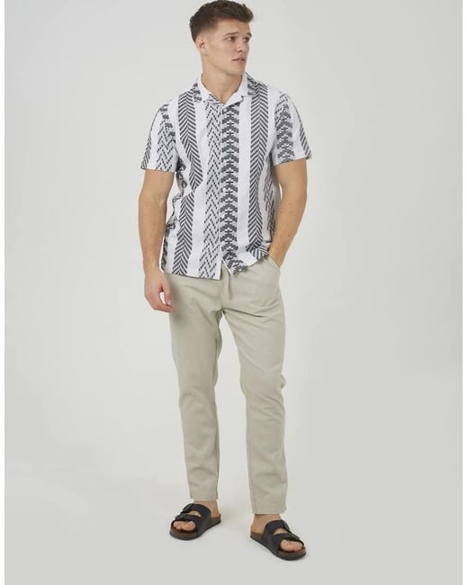 Brave Soul Gray Revere Collar Shirt for men