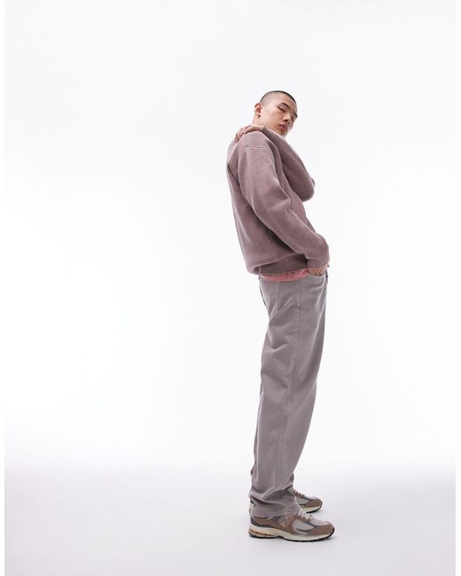 Pantaloni ampi color pietra di Topman in Gray da Uomo