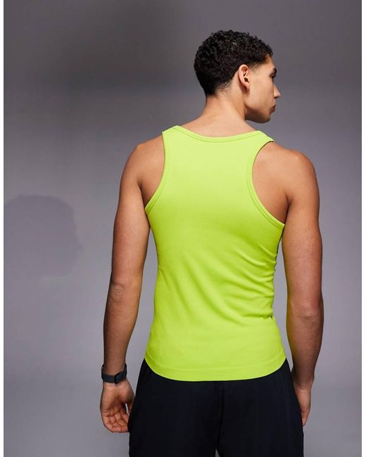 4505 Green Square Neck Slim Fit Seamless Rib Training Vest for men