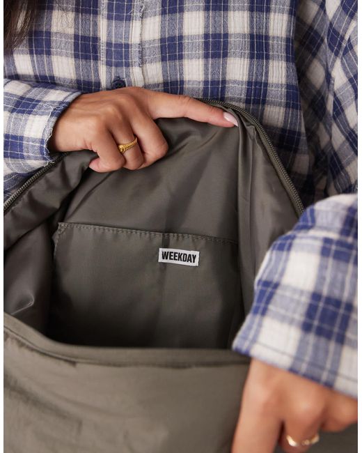 Weekday Gray Large Padded Cross-body Bag