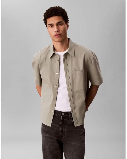Calvin Klein Gray Boxy Relaxed Fit Short Sleeve Shirt for men