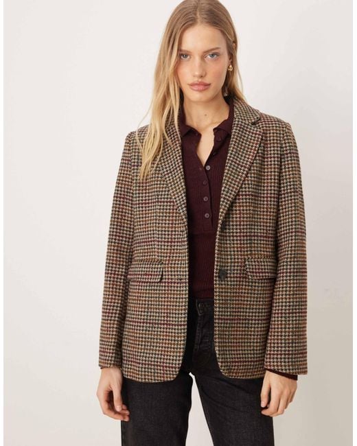 Vila Brown Wool-texture Oversized Blazer
