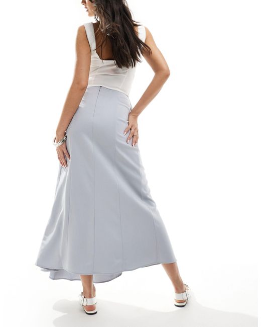 & Other Stories Blue Maxi Skirt With Drape Side Tie And Buckle Detail