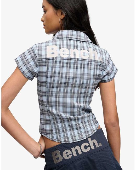 Bench x Superdry & Co Blue Fitted Check Short Sleeve Shirt