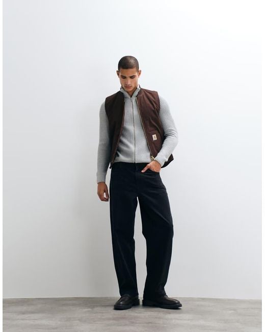 Blend Gray Knitted Zip Through Jacket for men