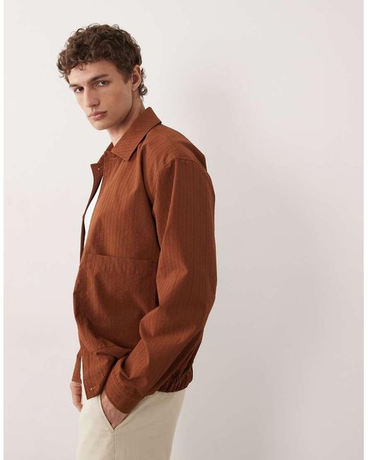 ASOS Brown Textu Harrington for men