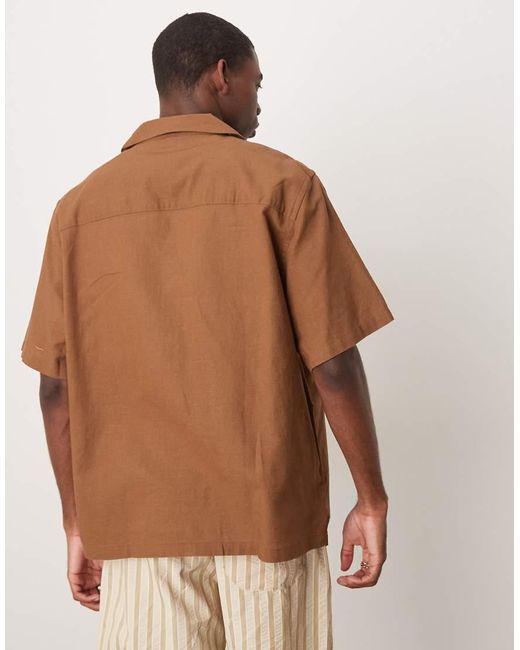 Mango Brown Linen Mix Relaxed Fit Shirt for men