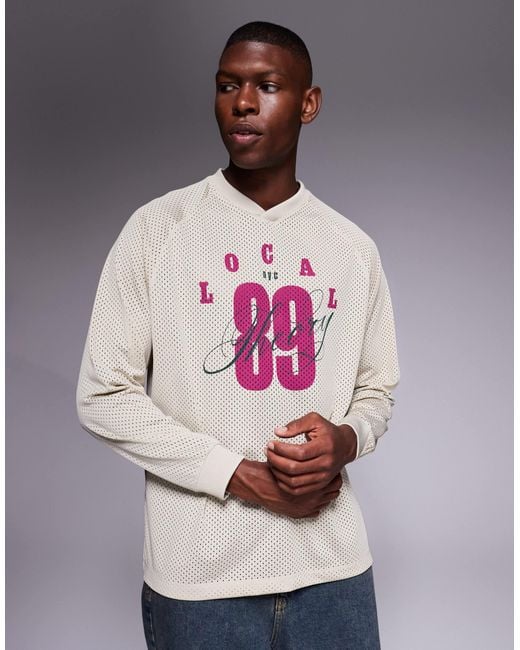 ASOS Pink Relaxed Long Sleeve Raglan T-Shirt With Number Graphic for men