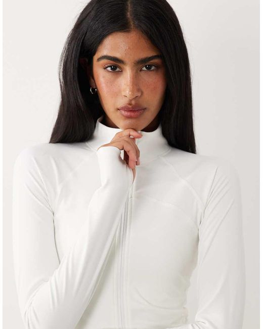 Gina Tricot White Mix And Match Zip Up Yoga Jacket