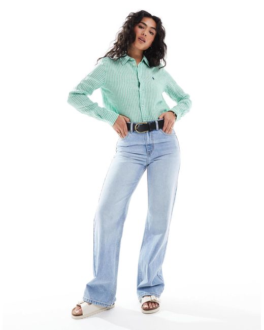 Polo Ralph Lauren Green – hemdbluse aus leinen