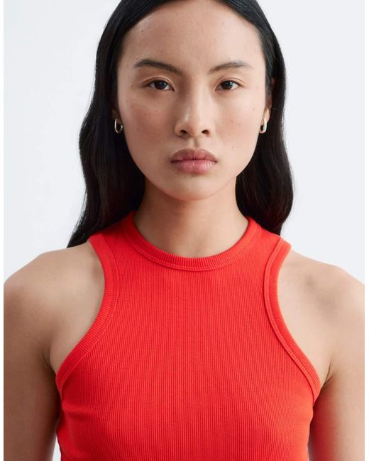 & Other Stories Red Ribbed Singlet Top