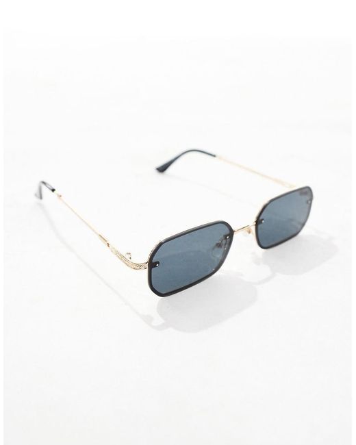 Pieces Metallic Retro Black Lense Sunglasses