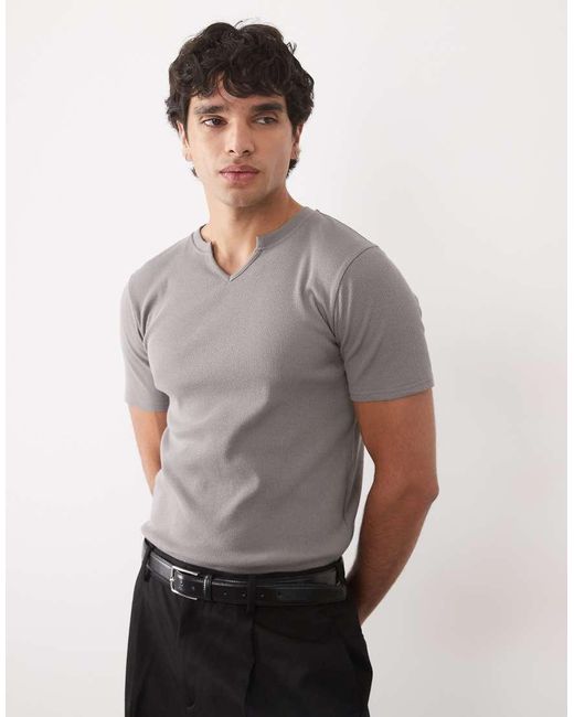 ASOS White Muscle Fit T-shirt With Notch Neck for men