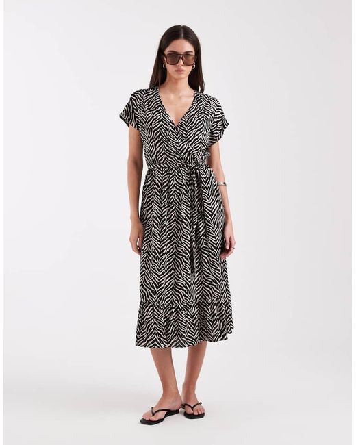 ONLY Black Tie Waist Midi Dress
