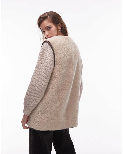ARKET Natural – oversize-weste aus lammfellimitat