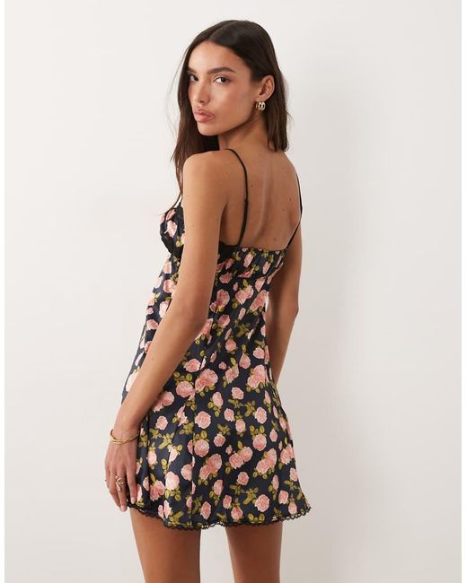 For Love & Lemons Black Kayla Night Slip Dress