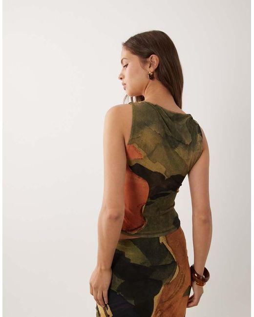 ASOS Green Co-ord Mesh Slash Neck Tank Top