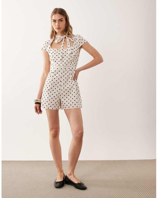 Miss Selfridge White Romper With Neck Tie