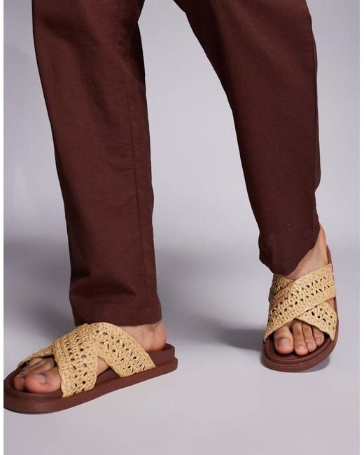 ASOS Brown Cross Over Sandals for men