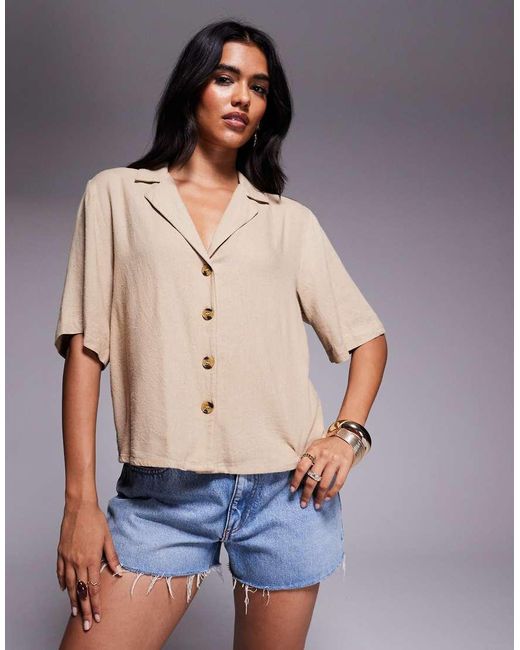 River Island Purple Boxy Linen Look Shirt