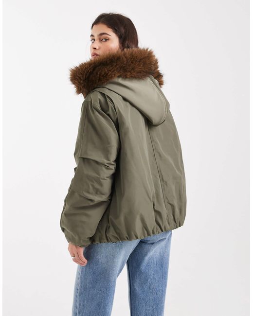 ASOS Green Bomber Parker With toggle Detail