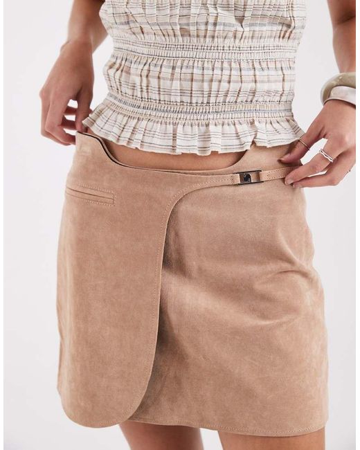 laagam Brown Luana Real Suede Western Mini Skirt